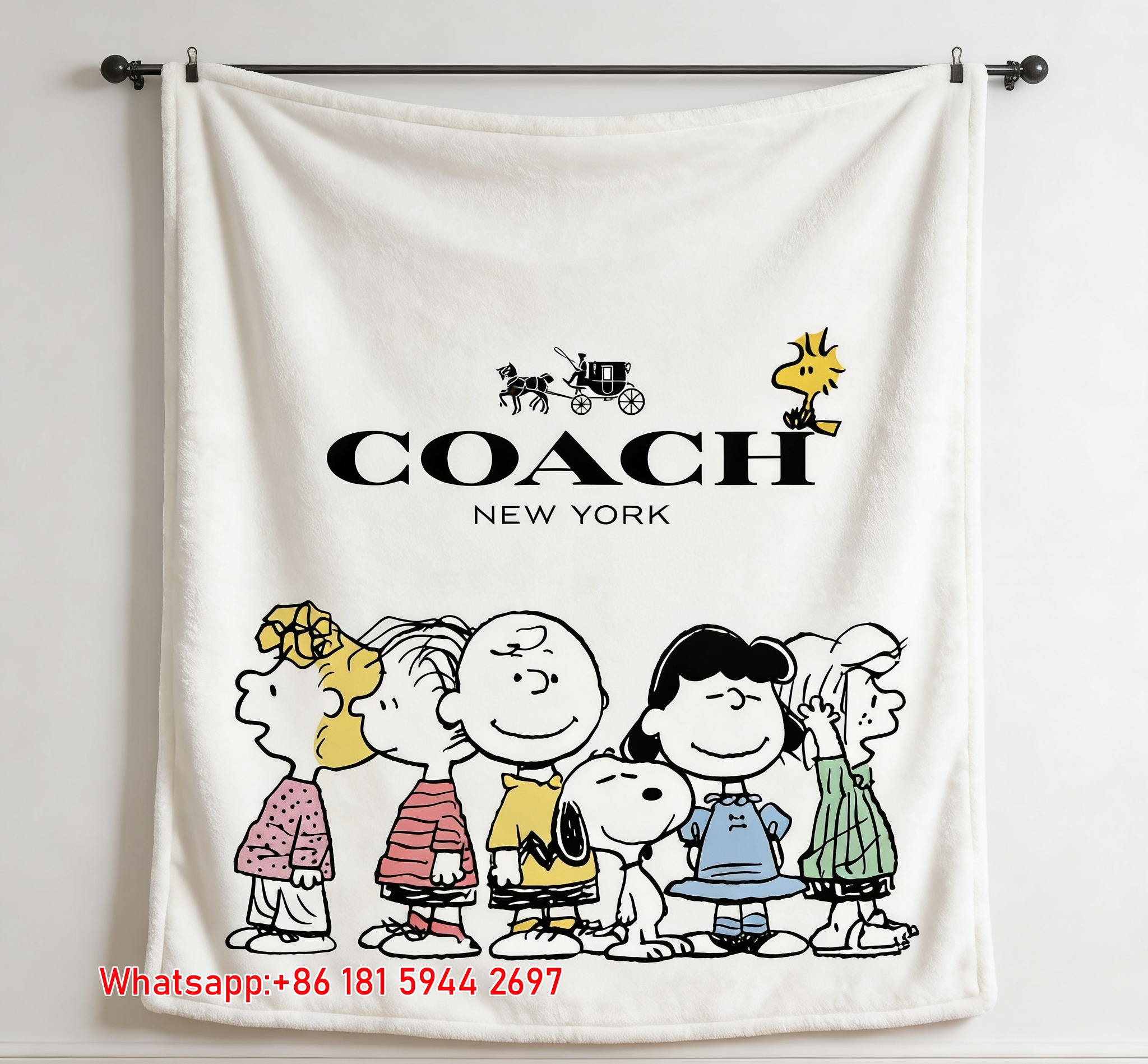 COACH x Peanuts Snoopy Flannel Sofa Throw Blanket C129